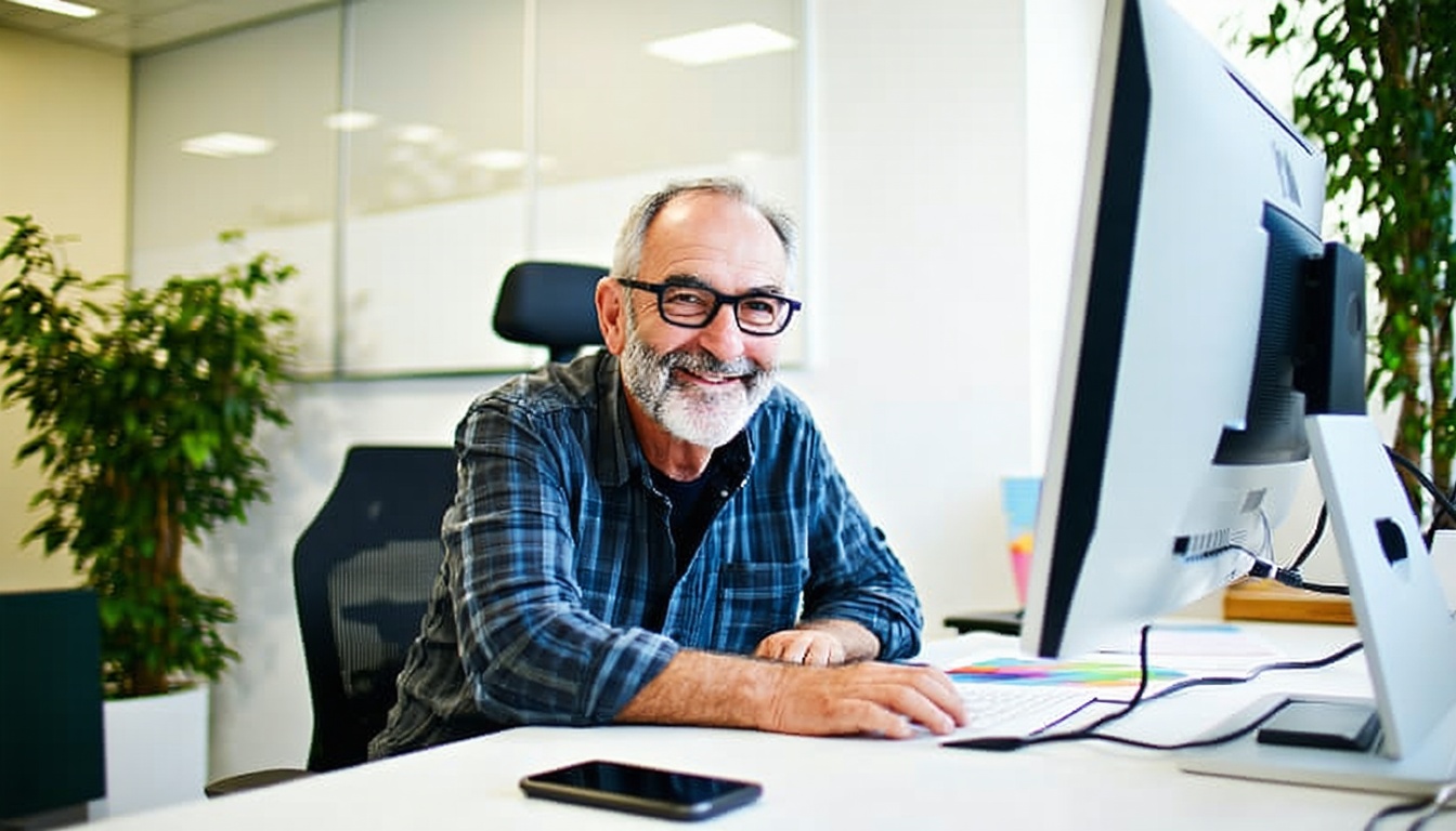 Senior graphic designer in office - Catdi Houston professional printing